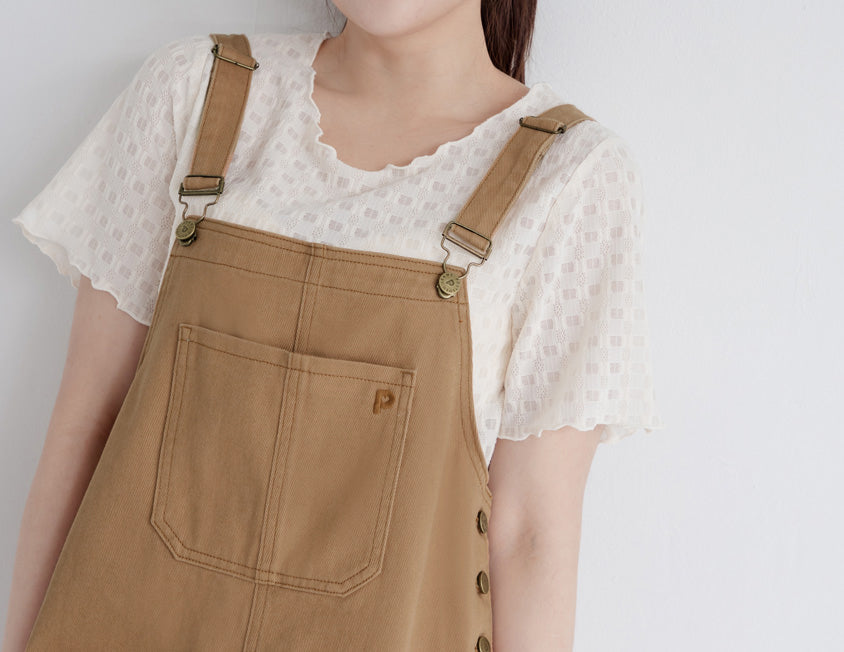 Adjustable Twill Cotton Strap Plus Size Midi Dress