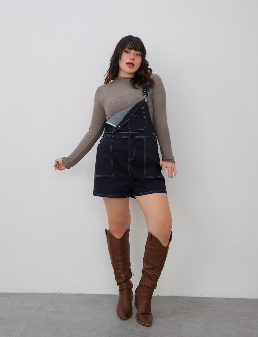 Classic Soft Ribbed Lettuce Edge Plus Size Top