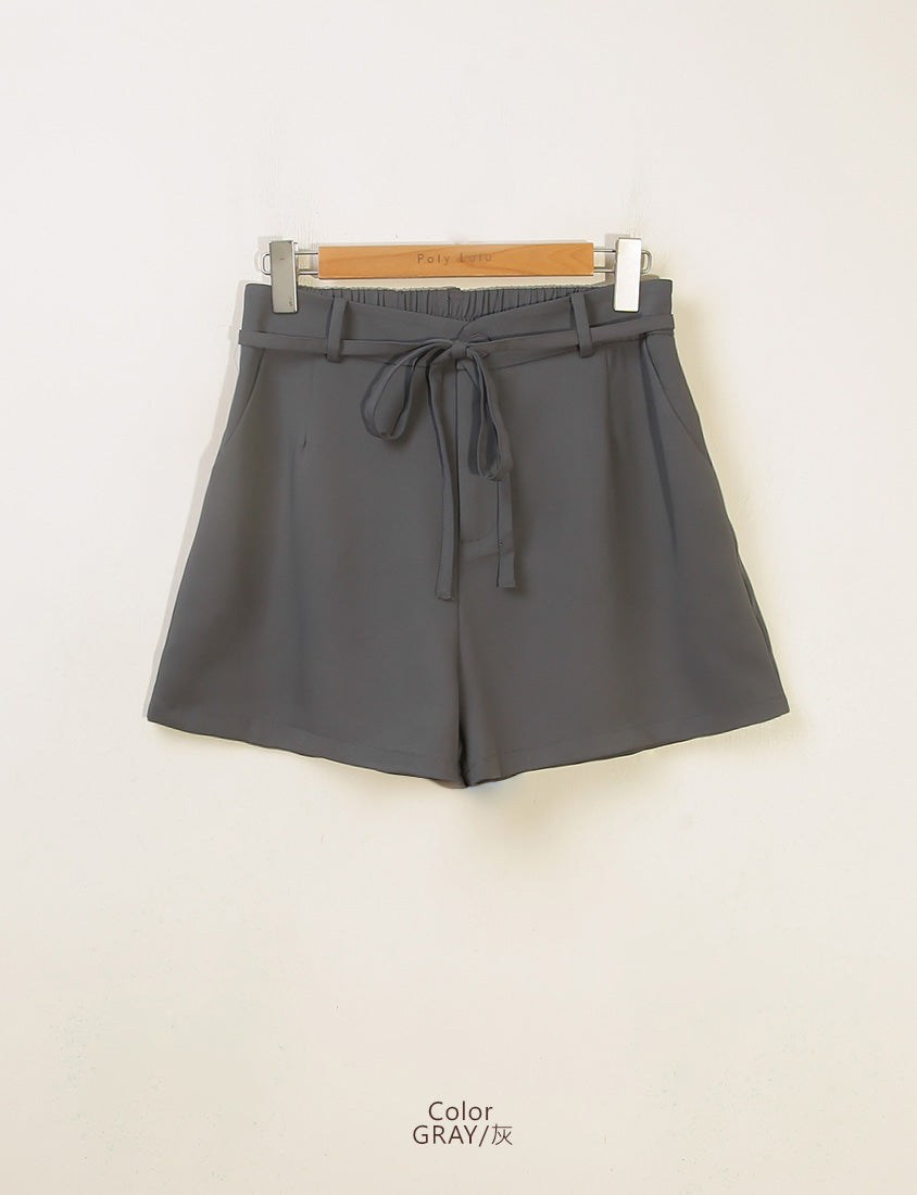 MISS. Silky Cool Plus Size Tailored Shorts (with Waist Tie)
