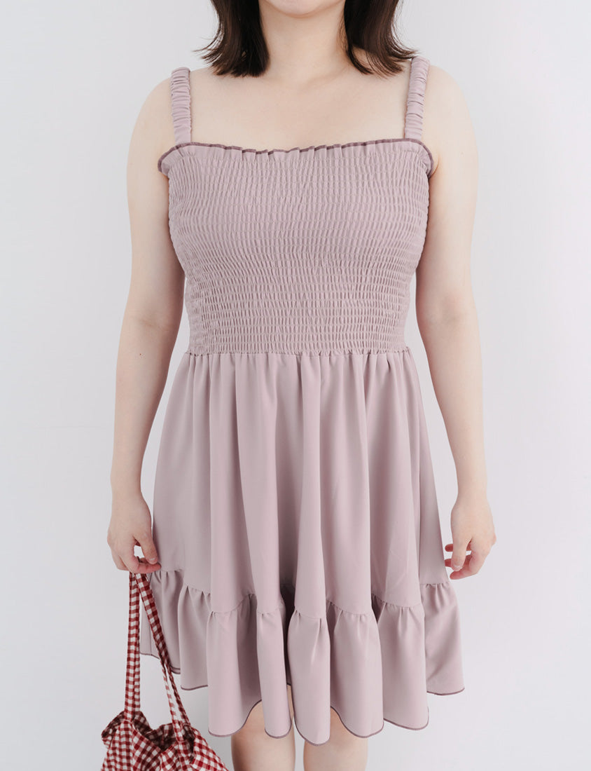 Colorblock Ruffle Trim Smocked Tiered Plus Size Mini Dress