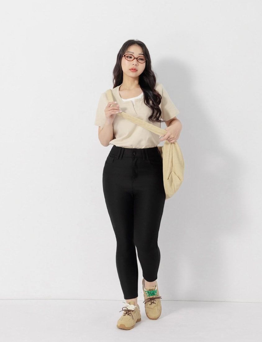 Versatile V-Neck Faux Two Piece Plus Size Tee