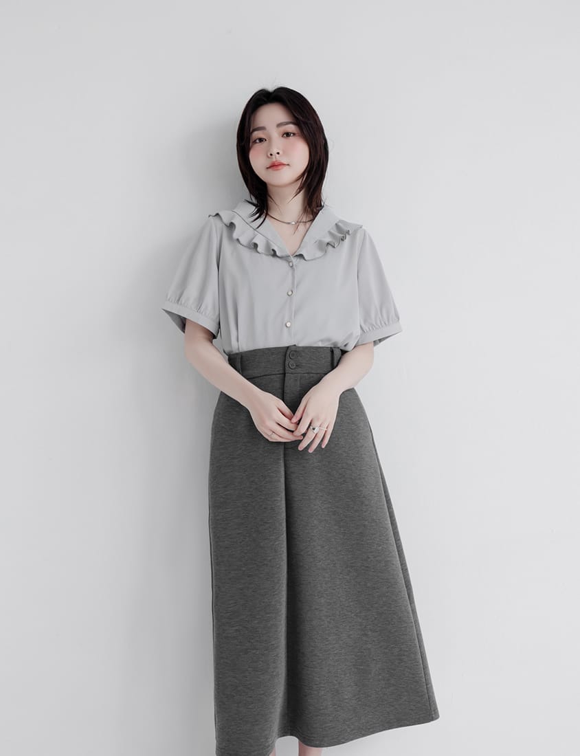 Miss. Space Cotton Back-Slit Plus Size Maxi Skirt