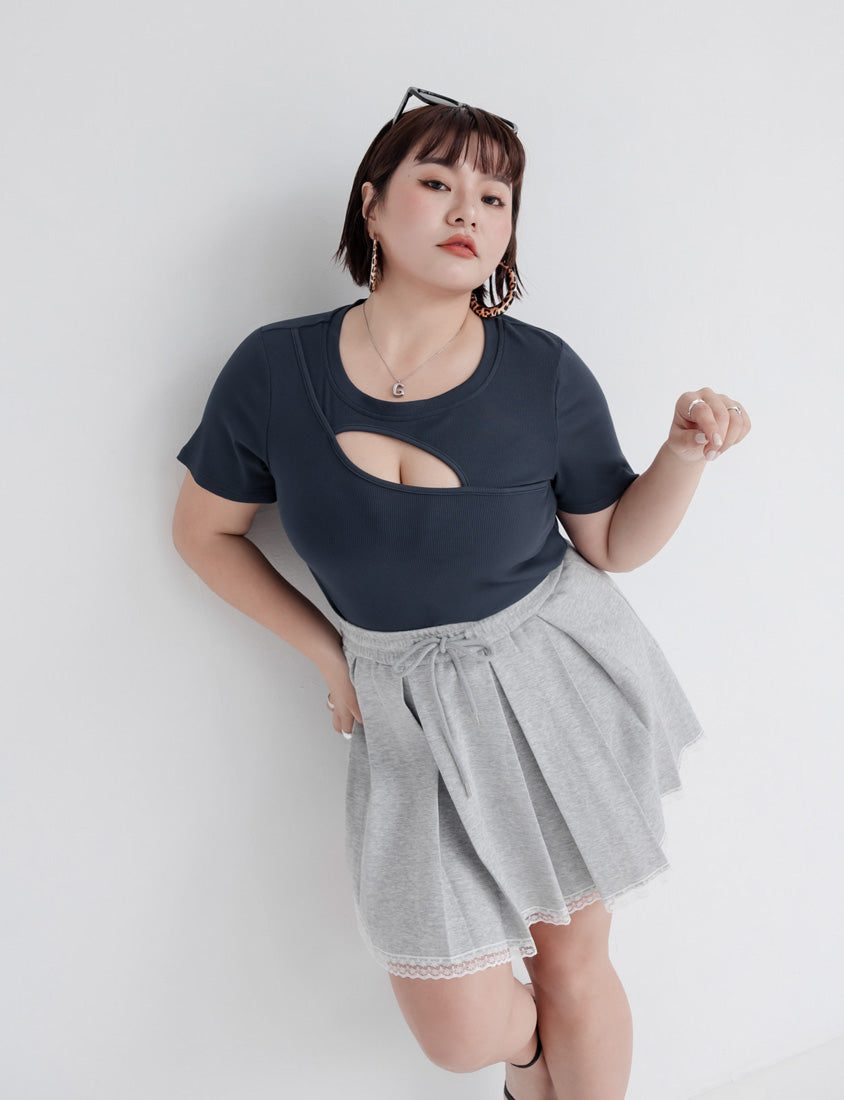 MUA! Sexy Cut-out Ribbed Plus Size Top
