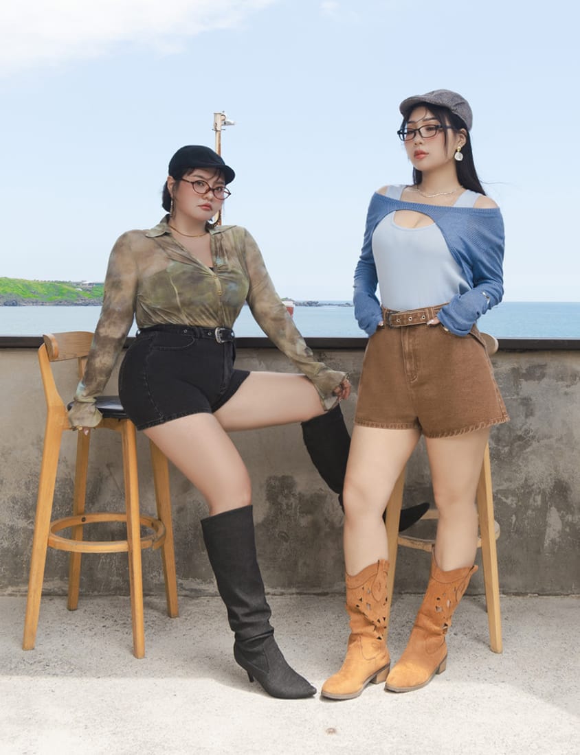 MUA! Sexy Statement Wash Plus Size Denim Shorts (With Belt)