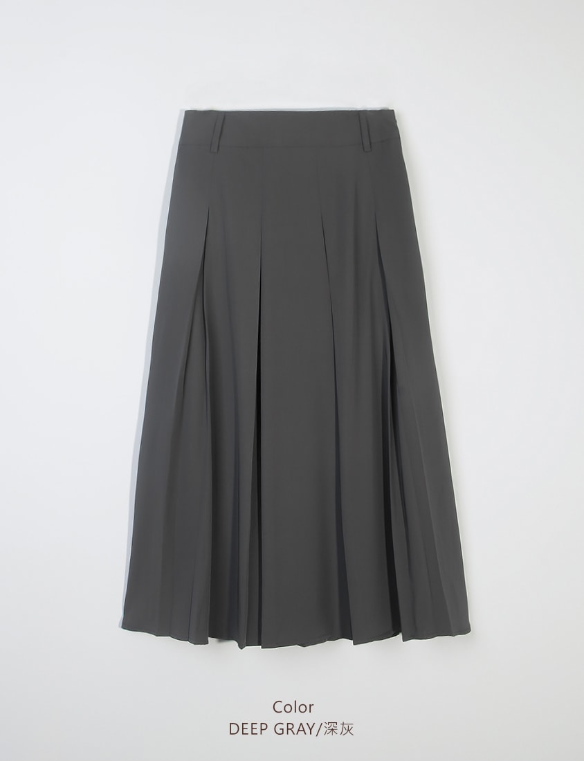 MISS. Elegant Wide Pleated Elastic Back Waist Plus Size Maxi Skirt