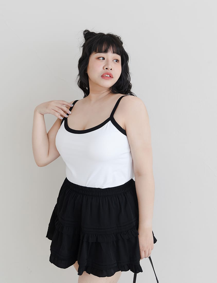 Pobra. COOL PRO+ Contrast Piping Plus Size Padded Tank Top