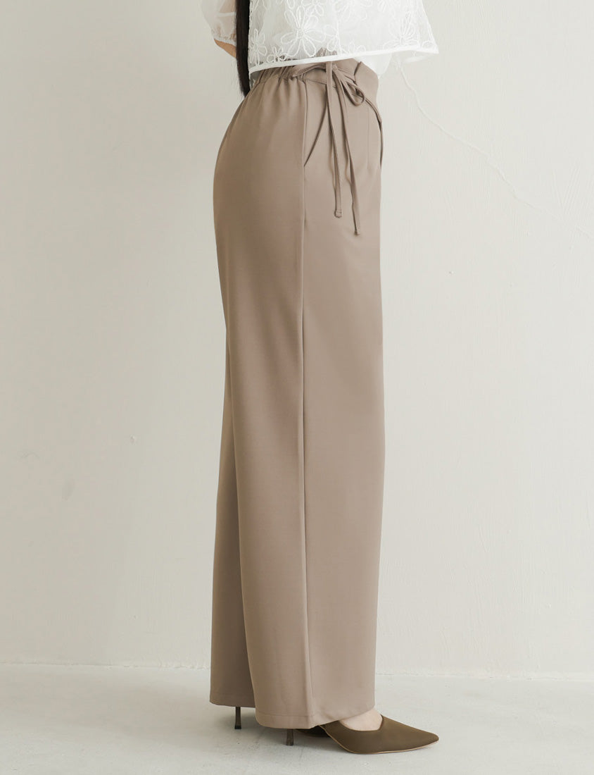 MISS. Lightweight Cooling Waist Tie Straight Leg Plus Size Tailored Pants