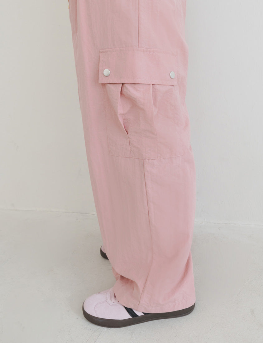 MUA! Edgy Pleated Back Elastic Nylon Plus Size Cargo Pants