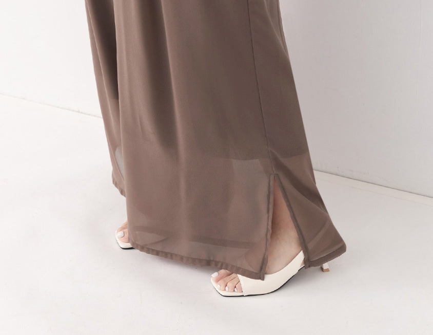 MISS. Silky Cool Sheer Chiffon Elastic Waist Plus Size Wide Pants