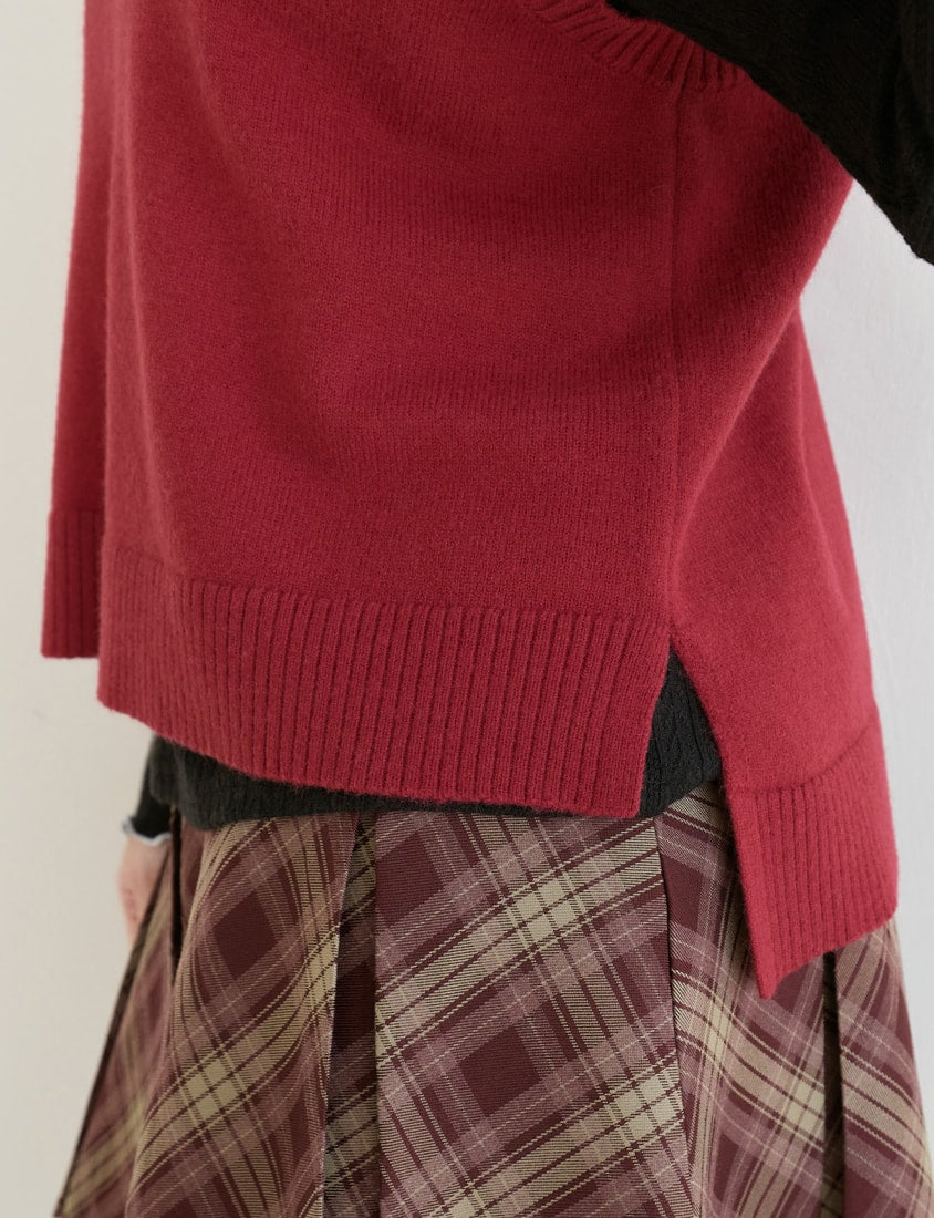 Versatile Multicolor V-Neck Cropped Plus Size Knit Vest