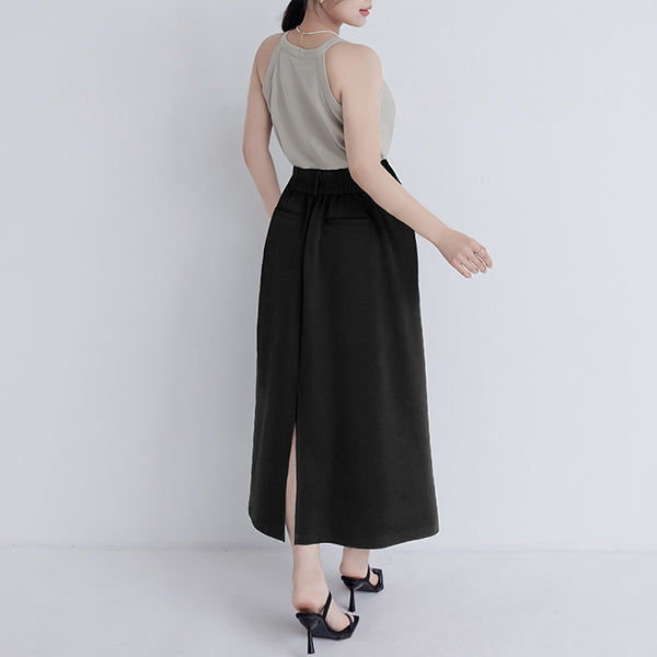 Miss. Space Cotton Back-Slit Plus Size Maxi Skirt